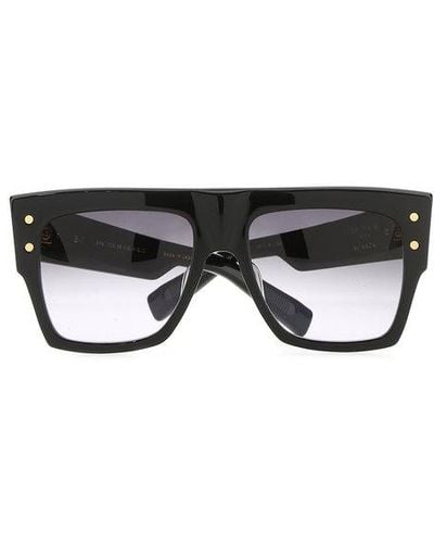 BALMAIN EYEWEAR Curved Tip Square Frame Sunglasses - Black