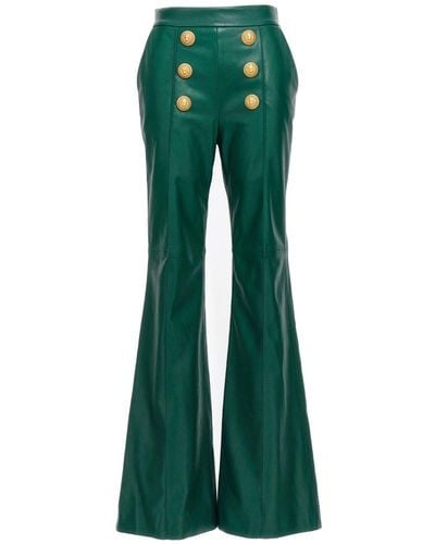 Balmain Leather Pants - Green