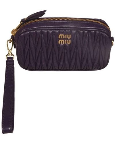 Miu Miu Logo-plaque Zipped Clutch Bag - Blue