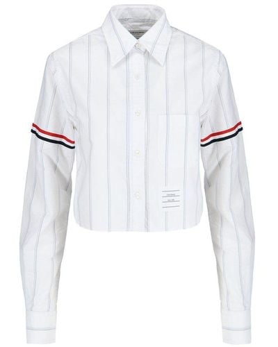Thom Browne Striped Cropped Shirt - White