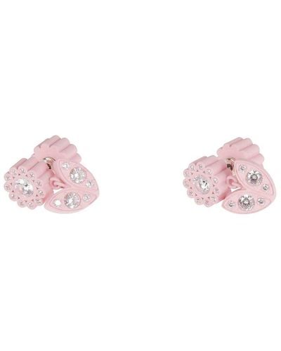 Bottega Veneta Crystal Embellished Earrings - Pink