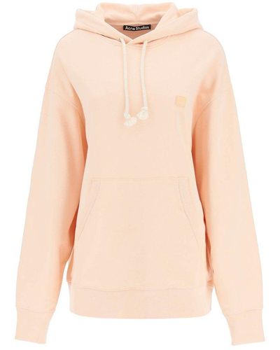 Acne Studios Face Patch Drawstring Hoodie - Pink