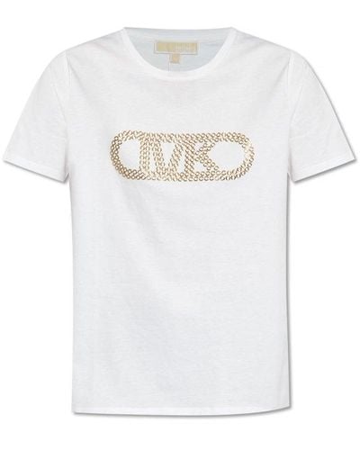 Michael Kors Mk Grommeted Empire Logo Organic Cotton T-Shirt - White