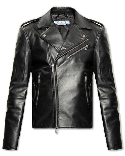 Off-White c/o Virgil Abloh Leather Biker Jacket - Black