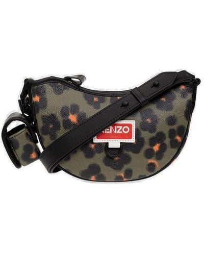 KENZO Shoulder Bag With Floral Motif - Black