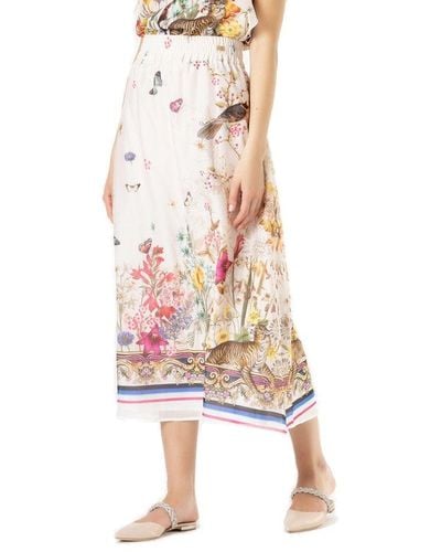 Class Roberto Cavalli Secret Garden Printed Midi Skirt - Pink