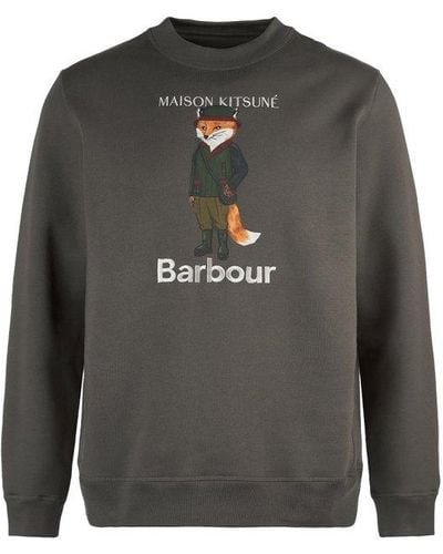 Barbour X Maison Kitsuné Fox Beaufort Crewneck Sweatshirt - Grey