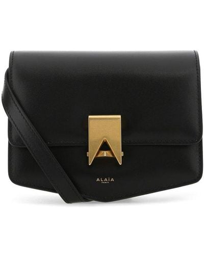 Alaïa Logo Printed Shoulder Bag - Black