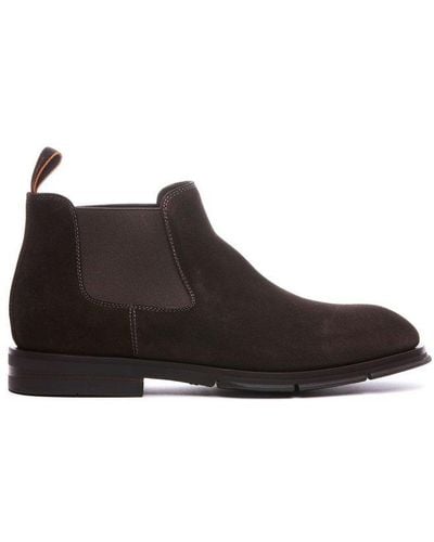 Santoni Round Toe Ankle Boots - Brown
