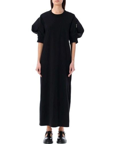 Sacai Nylon Twill X Cotton Jersey Dress - Black