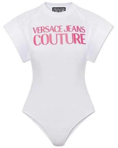 Versace White Fuchsia Bodysuit T-shirt