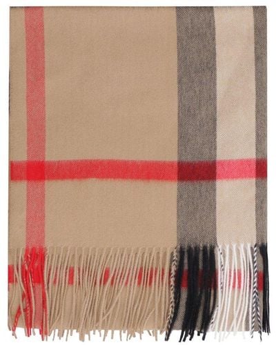 Burberry Vintage Check Fringed Scarf - Natural