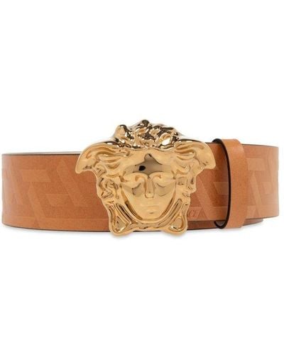 Versace Leather Belt, - Brown