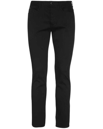 Emporio Armani Logo Plaque Slim-fit Jeans - Black