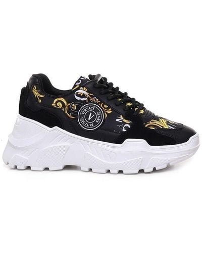 Versace Jeans Couture Baroque Printed Lace-up Sneakers - Black