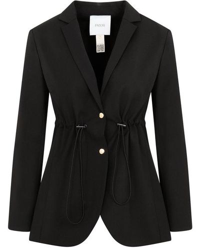 Patou Drawstring Single Breasted Tailored Blazer - Black