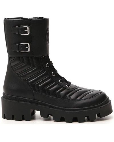 Gucci Frances Interlocking G Combat Boots - Black
