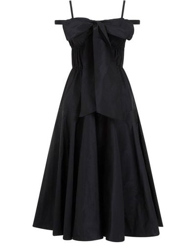 Patou Bow-detailed Off-shoulder Midi Dress - Black