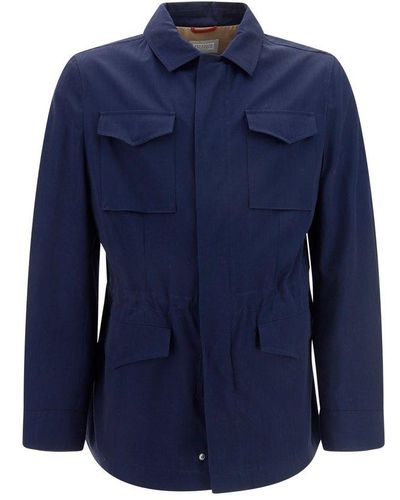 Brunello Cucinelli Button-concealed Pocket-detailed Jacket - Blue