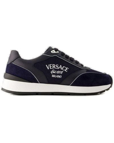Versace Milano Round-toe Lace-up Sneakers - Black