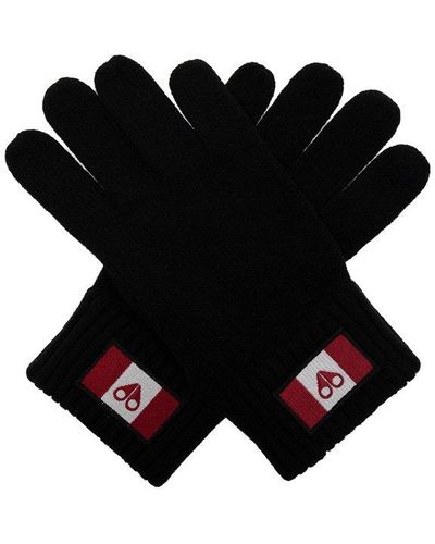 Moose Knuckles Gloves With Logo - Black