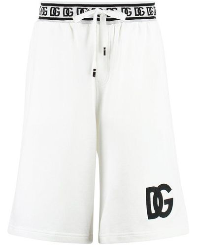 Dolce & Gabbana Logo Printed Drawstring Bermuda Shorts - White
