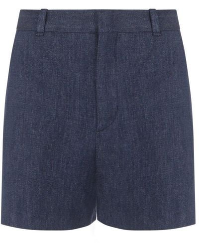 Chloé High Waist Tailored Bermuda Shorts - Blue