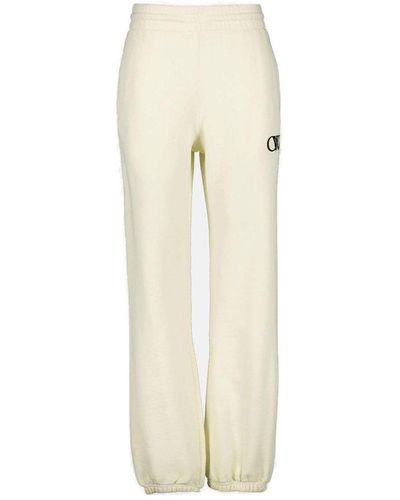 Off-White c/o Virgil Abloh Logo Printed Straight Leg Trousers - Natural