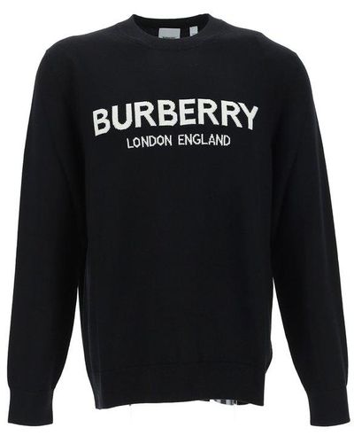 Burberry Logo Intarsia Knit Jumper - Black