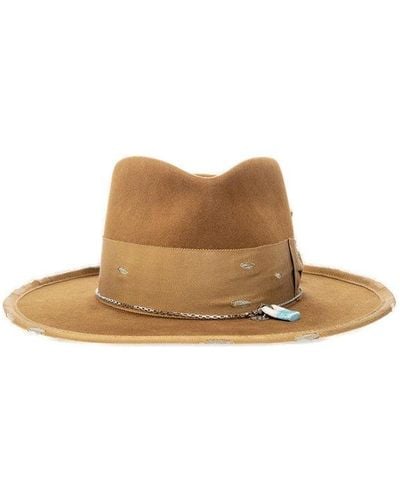 Nick Fouquet Cote Sauvage Stone-embellished Wide-brim Hat - Natural