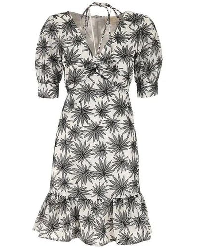 MICHAEL Michael Kors Botanical Printed V-neck Dress - Gray