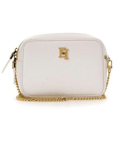 Elisabetta Franchi Logo Plaque Zipped Camera Bag - White