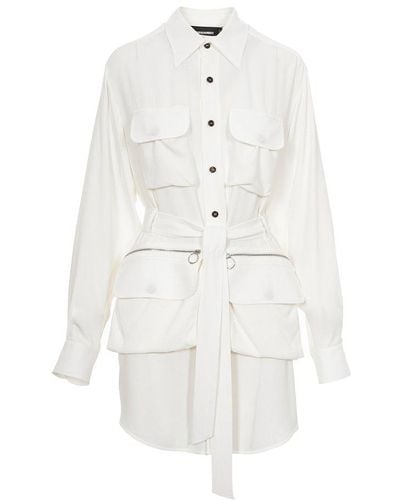 DSquared² Belted Cargo Dress - White