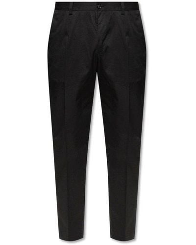 Dolce & Gabbana Cotton Pleat-front Pants - Black