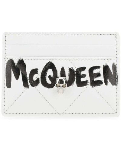 Alexander McQueen 'mcqueen Graffiti' Cardholder With Skull - White