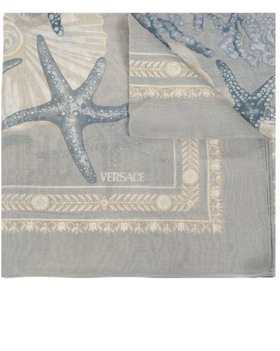 Versace Scarf With A Marine Motif, - Gray