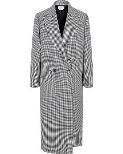 Alexander McQueen Houndstooth Asymmetric Coat - Grey