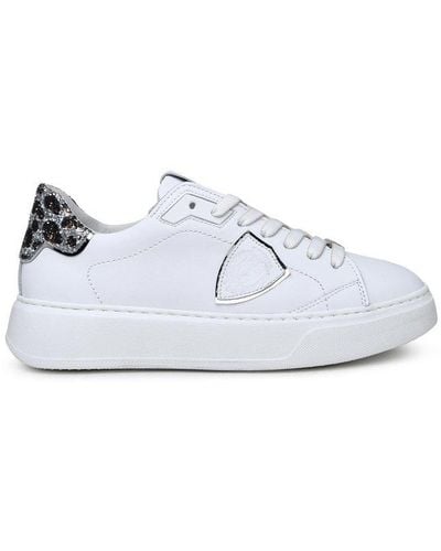 Philippe Model Round Toe Lace-up Sneakers - White