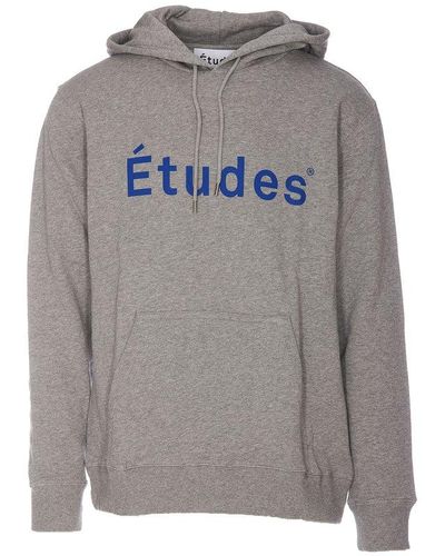 Etudes Studio Logo Printed Drawstring Hoodie - Gray