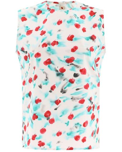 Marni Sleeveless Top With Reverie Print - White