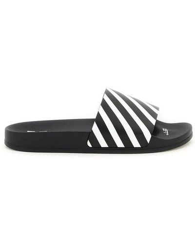 Off-White c/o Virgil Abloh And White Diag Striped Slides - Men's - Polyester/rubber/fabric - Black