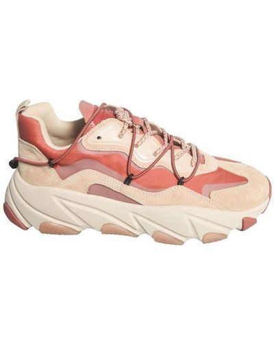 Ash Panelled Lace-up Sneakers - Pink