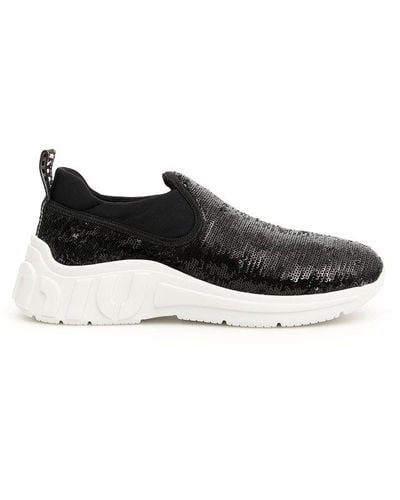 Miu Miu Sequin Embellished Slip On Sneakers - Black