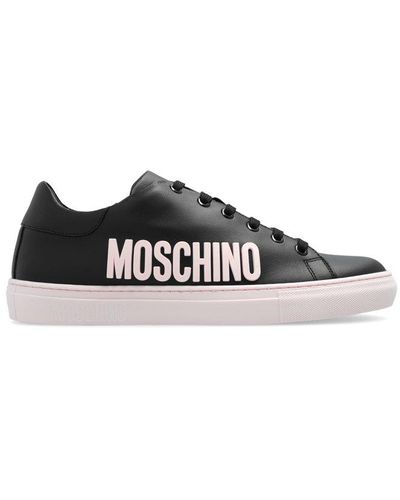 Moschino Logo Embossed Low-top Sneakers - Black