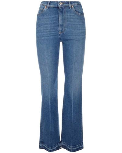 Valentino Logo Patch Flared Jeans - Blue