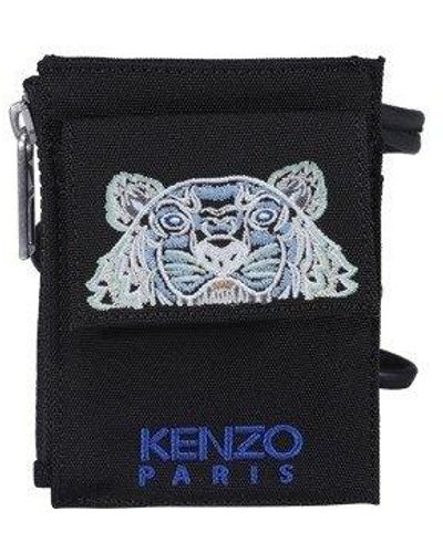 KENZO Tiger Embroidered Strapped Cardholder - Black