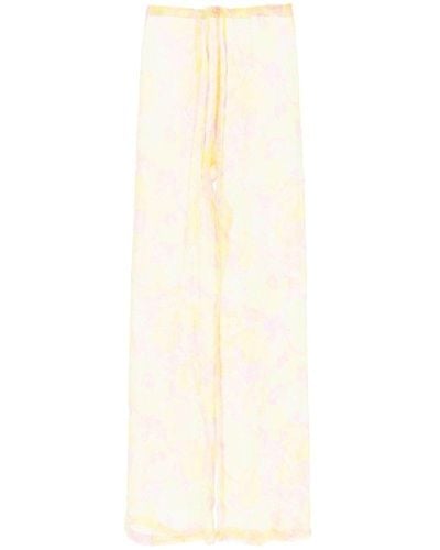 Dries Van Noten 'pachas' Silk Chiffon Trousers - White