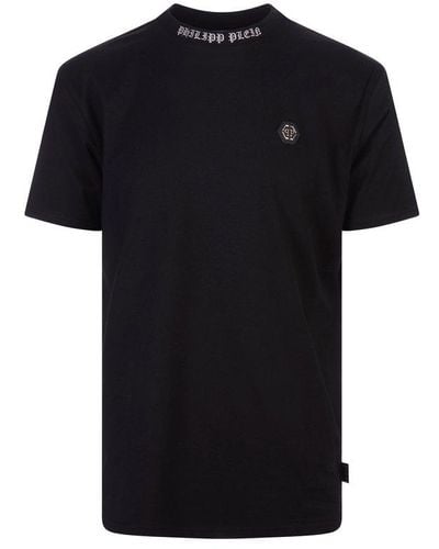 Philipp Plein Logo-embroidered Crewneck T-shirt - Black
