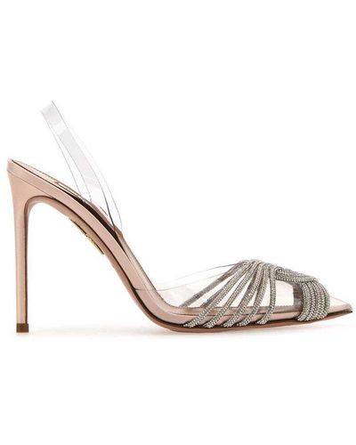 Aquazzura Gatsby Embellished Slingback Sandals - Metallic