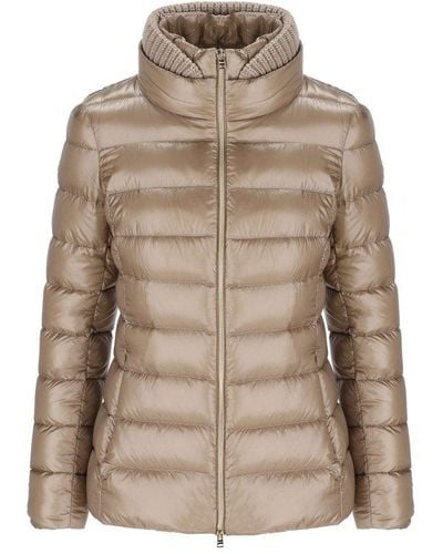 Herno Zip-up Quilted Padded Jacket - Natural